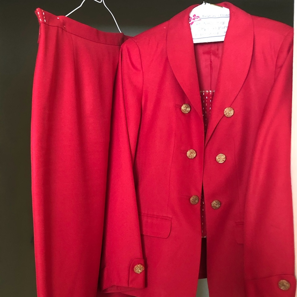 Long red women’s suit